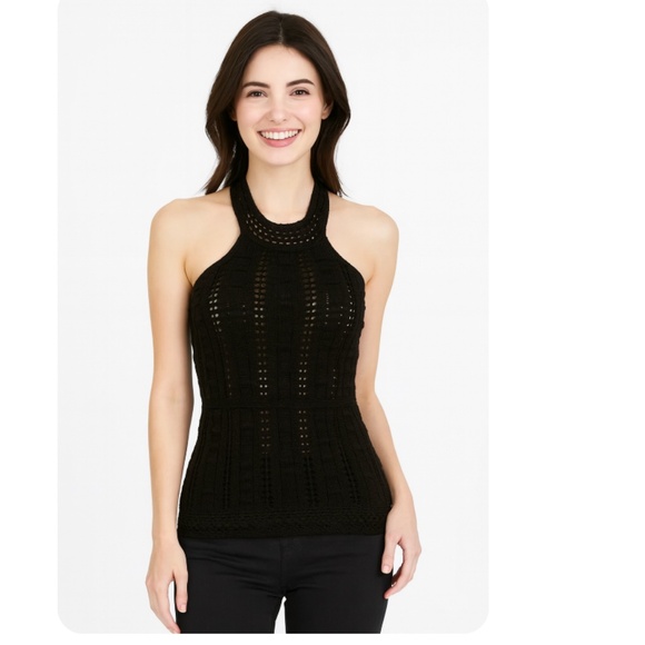 MODA INTERNATIONAL Black Halter Sleeveless Sweater Size XS - Picture 1 of 10
